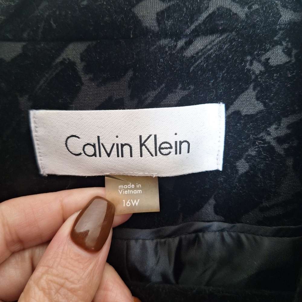 Calvin Klein Black Patterned Women's Jacket Size 16W - Picture 5 of 5